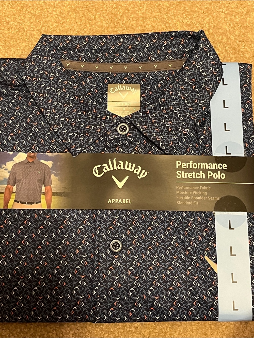 Callaway Men’s Navy Multi Geometric Print Performance Polo
